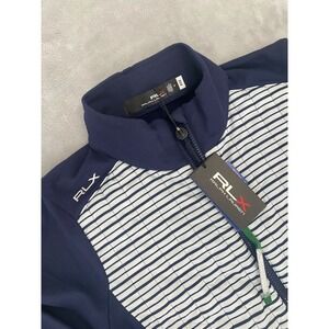 RLX Ralph Lauren Quilted Hybrid Golf Jacket Women's Medium Blue Striped Full Zip